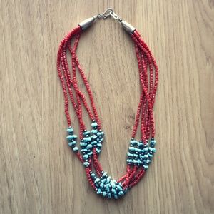Navajo made Turquoise, Coral, & Sterling necklace